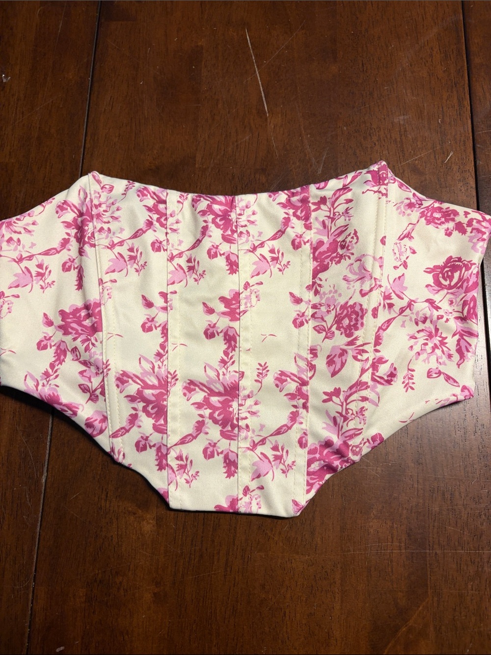 Cider Pink Floral Cream Off-Shoulder Corset Crop Top